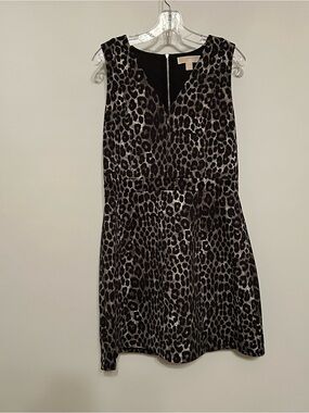 MICHAEL Michael Kors Black and Gray Leopard Velvet Mini Dress